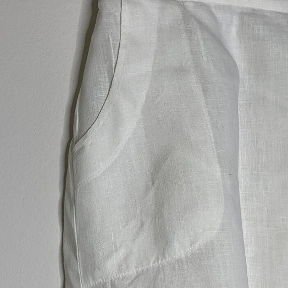 MoSaic USA Linen Skirt Womans 30" Elastic Waist White w/Pockets Hi-Lo Hem - Picture 4 of 6